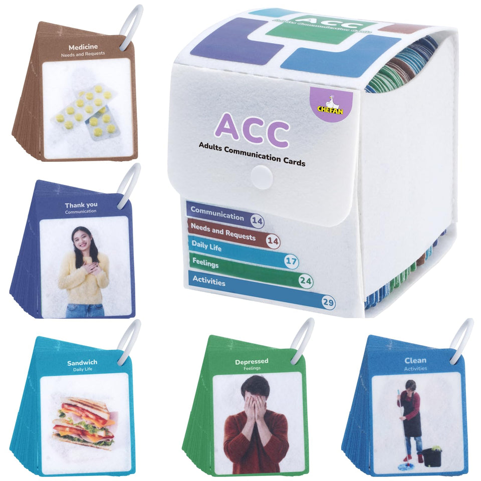 CHEFAN adult communication cards folded for quick everyday expressions.