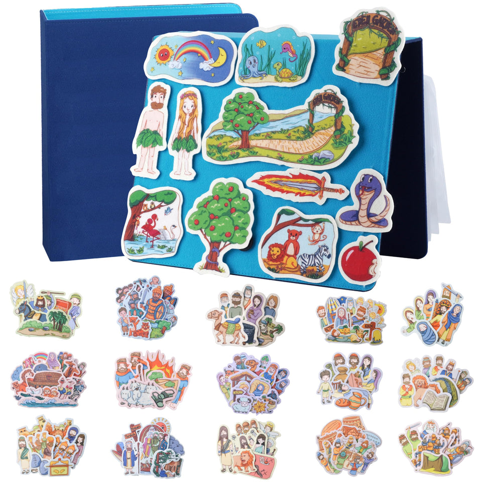 CHEFAN Noah's Ark felt figure on a colorful display board for storytelling sessions.