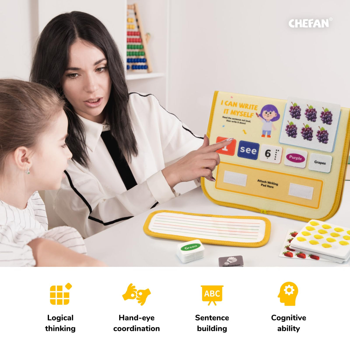 CHEFAN color-coded cards aid grammar and color recognition during activities