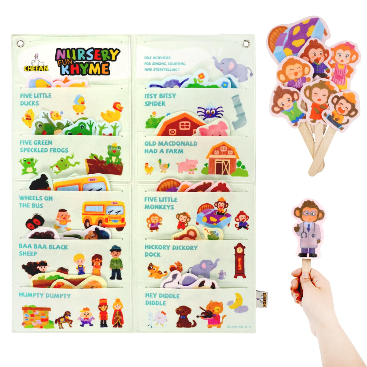 CHEFAN Itsy Bitsy Spider felt pieces for interactive storytelling, boosting engagement.