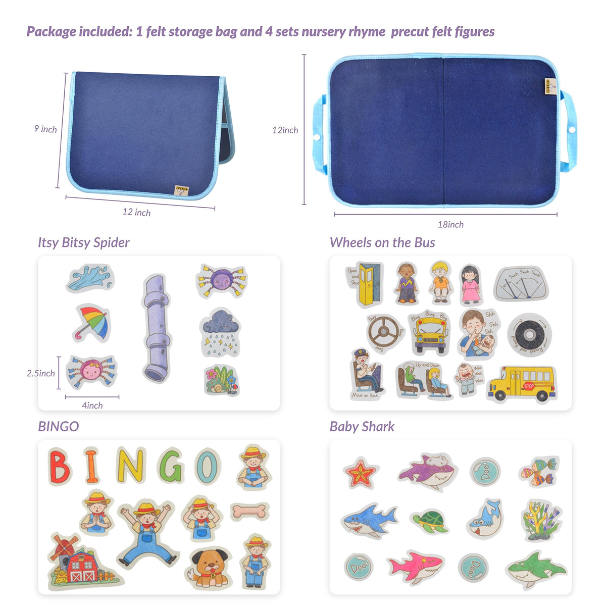 CHEFAN felt flannel board storage bag keeps pieces organized and ready.