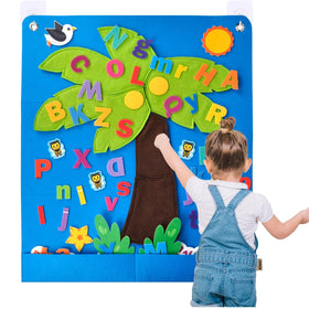 CHEFAN felt letter tree wall backdrop encourages interactive alphabet learning during circle time.