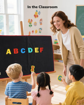 CHEFAN felt board folded compact for storage and easy transport between home and school.