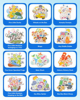 CHEFAN Twelve-piece nursery rhyme collection offers varied stories for circle time.