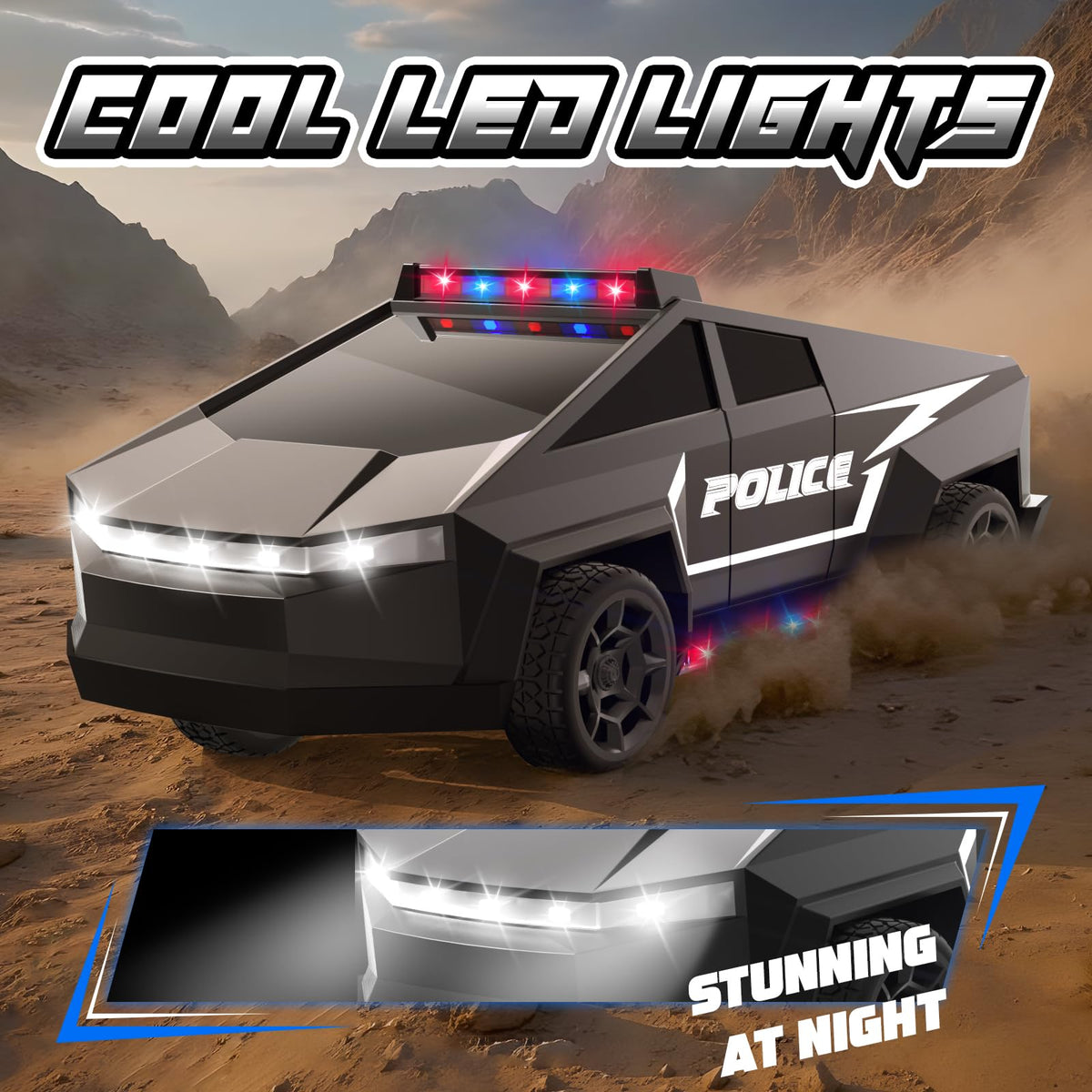 Cheffun police car RC side view supports dynamic racing on any floor