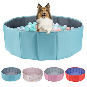ChengFu dog ball pit folded for easy storage and portability.