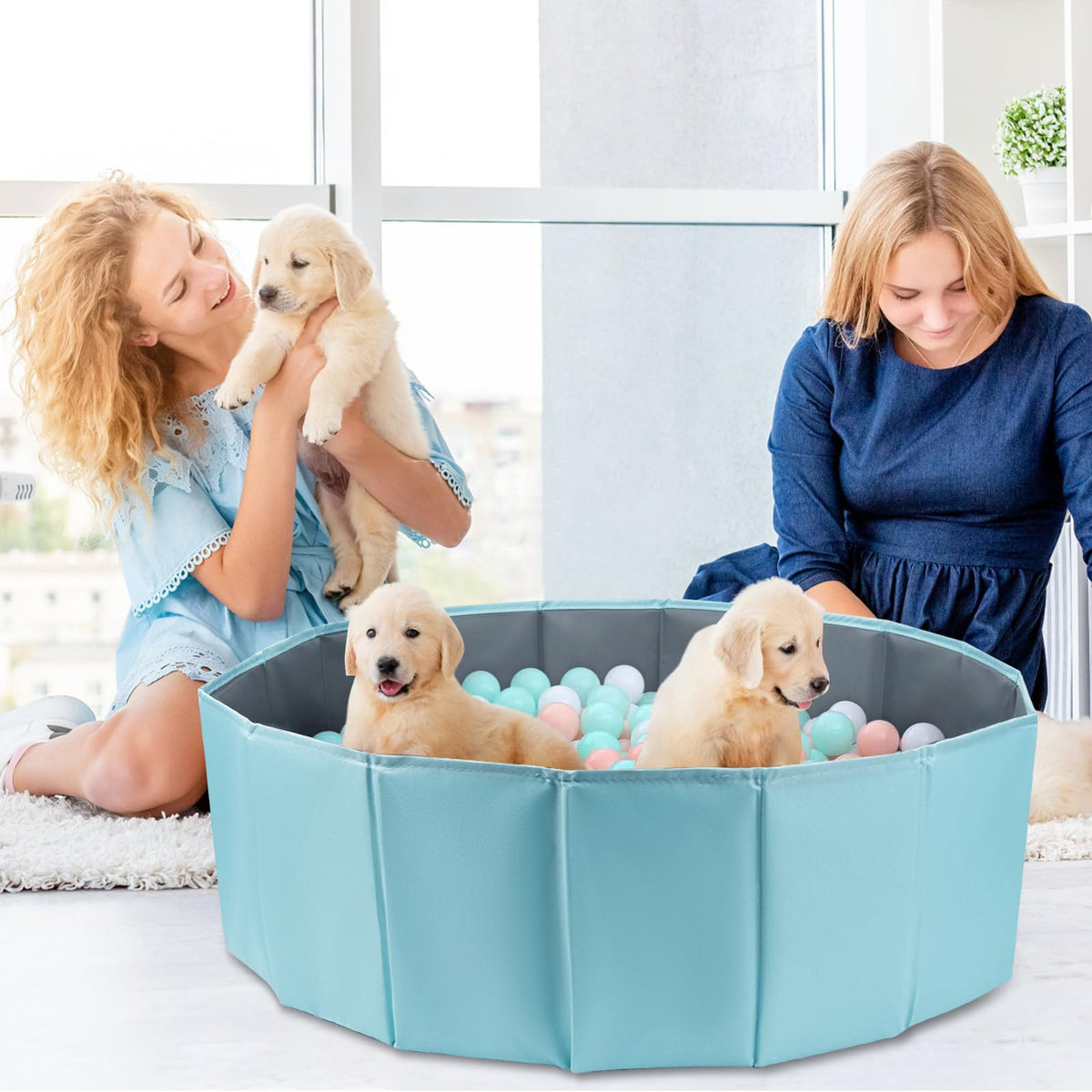 ChengFu dog ball pit reinforced sides for stability.