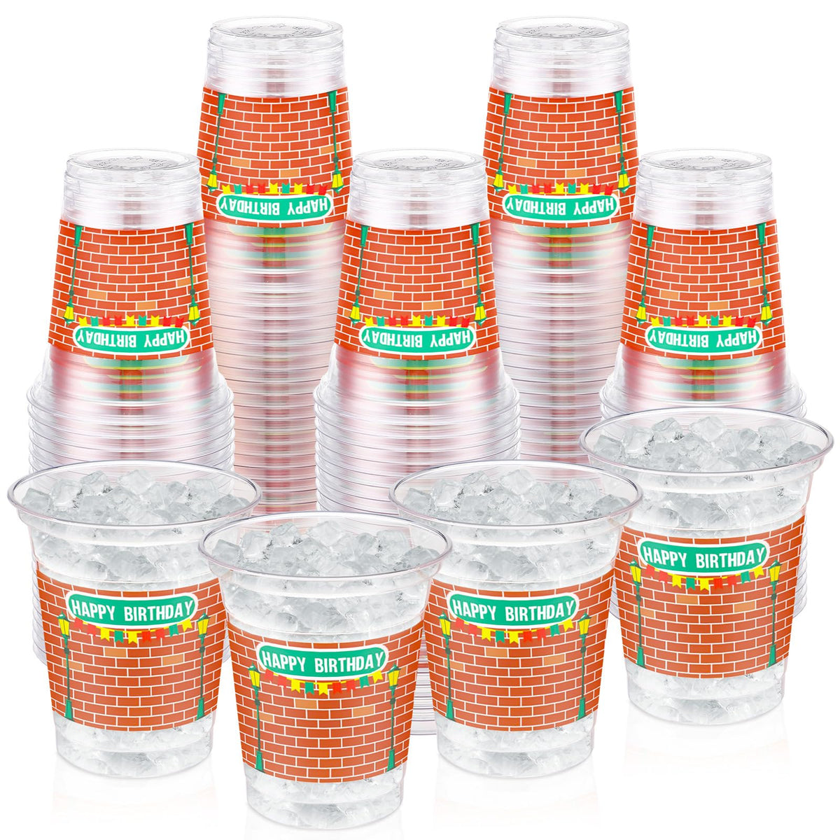 CHENGU cartoon birthday cups with 12oz capacity for easy party serving.