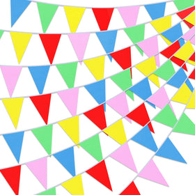 CHENGU pennant banner flags set with 1000 pieces in vibrant colors for festive decor.