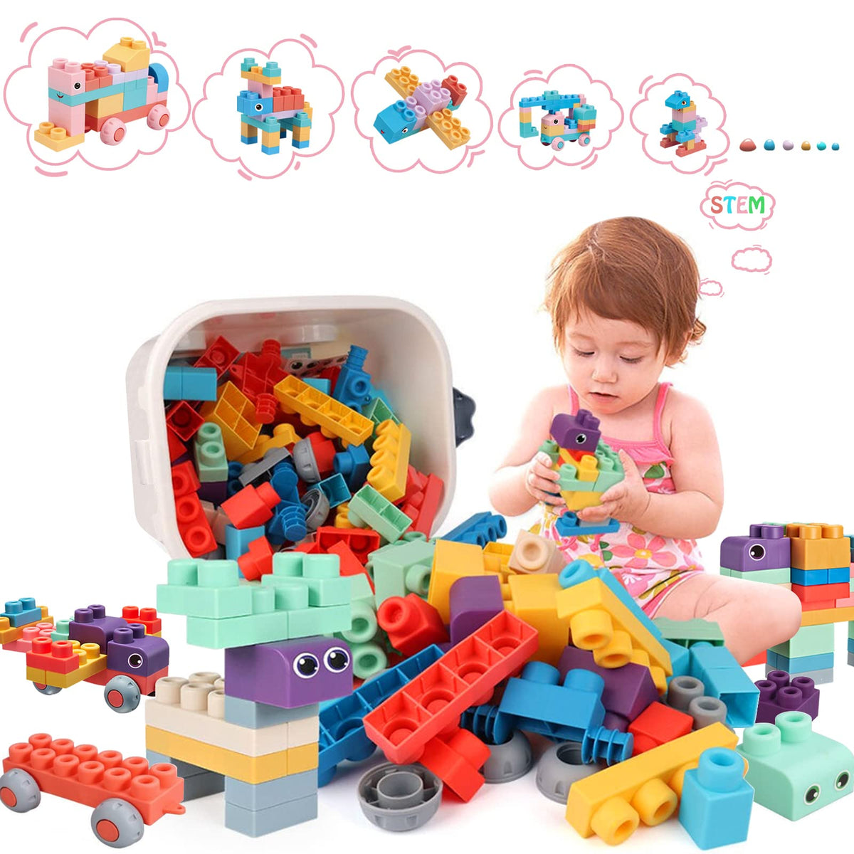 chenxuanbro 78-pcs soft blocks laid out for toddler building play, fostering early creativity