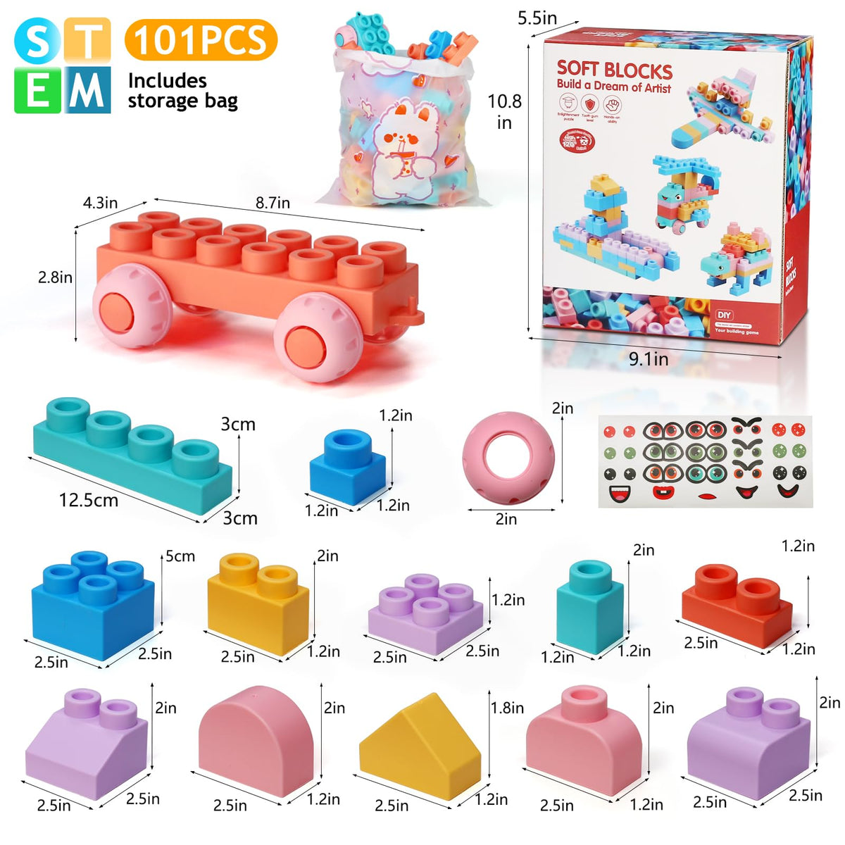 Chenxuanbro soft blocks close-up shows bright colors supporting motor skills