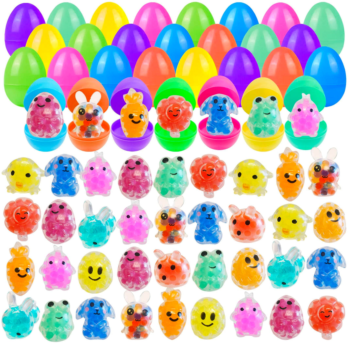 Cherislpy 32-pack Easter eggs with squishy toys for playful egg hunts