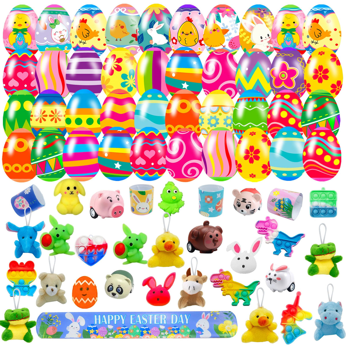 Cherislpy 32-pack Easter eggs with shell designs for festive decor and hunts