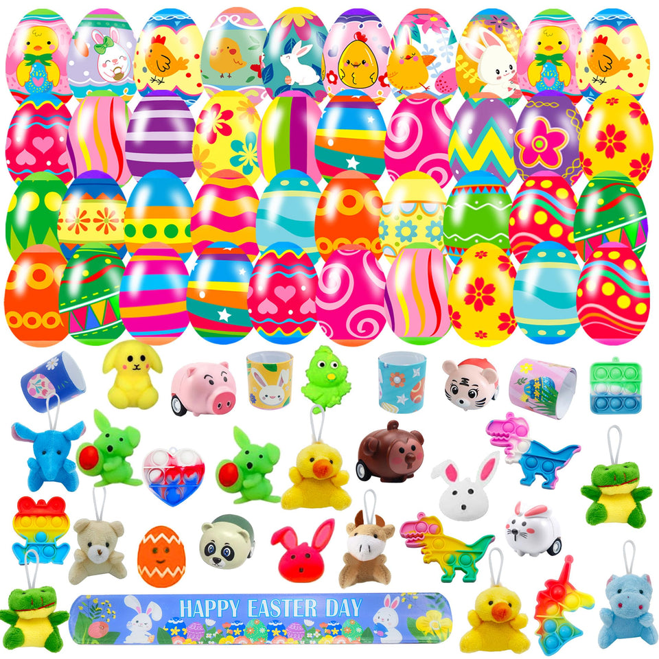 Cherislpy 32-pack Easter eggs with shell designs for festive decor and hunts