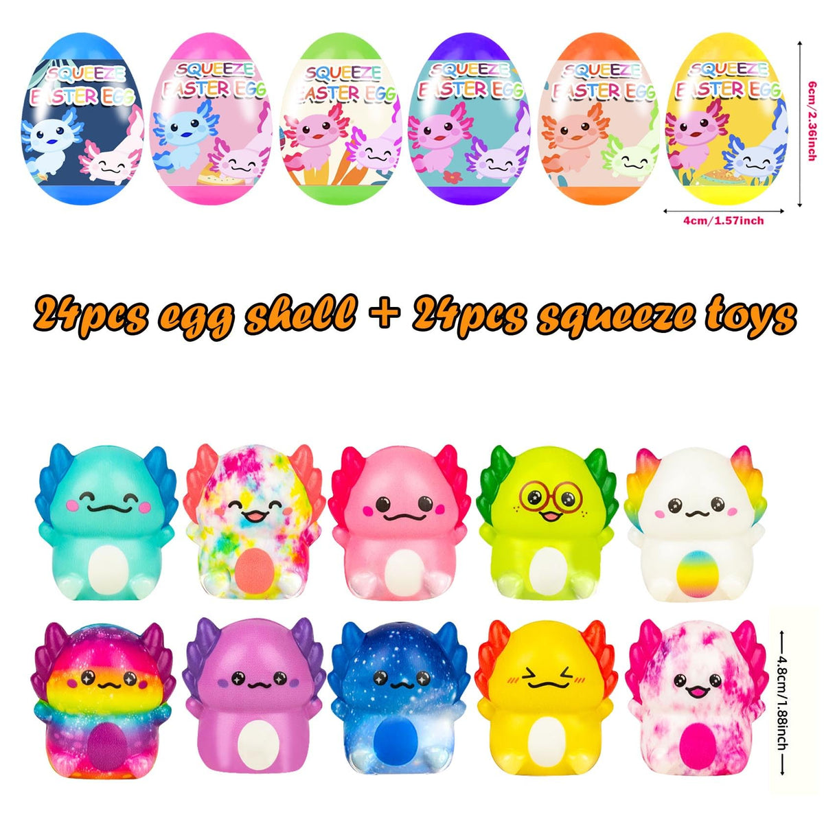 Cherislpy axolotl squishy inside egg for sensory play.