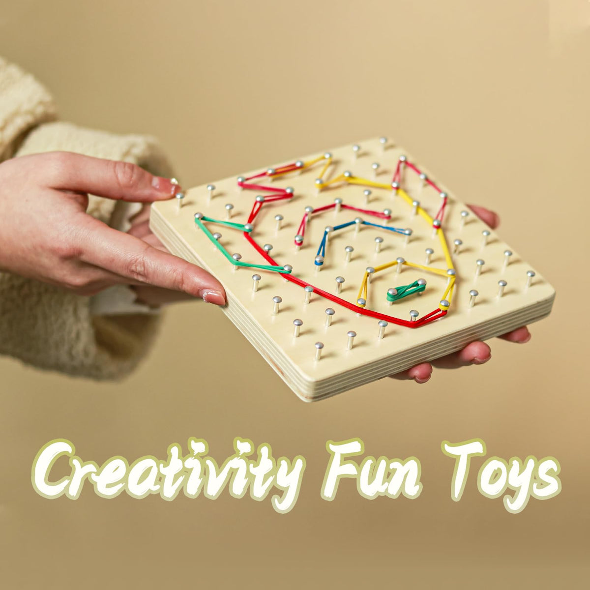 Kids build shapes together with CHEROSIN geoboards in classroom or home