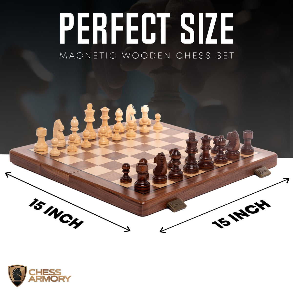 Chess Armory board interior with piece cut-outs for secure transit.