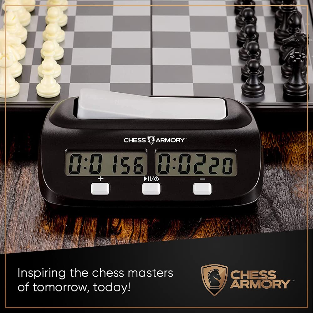 Chess Armory Digital Clock portable design ready for travel.