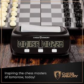 Chess Armory Digital Clock portable design ready for travel.