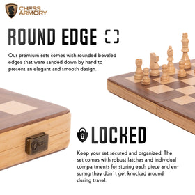 Chess Armory inlaid walnut board with premium craftsmanship