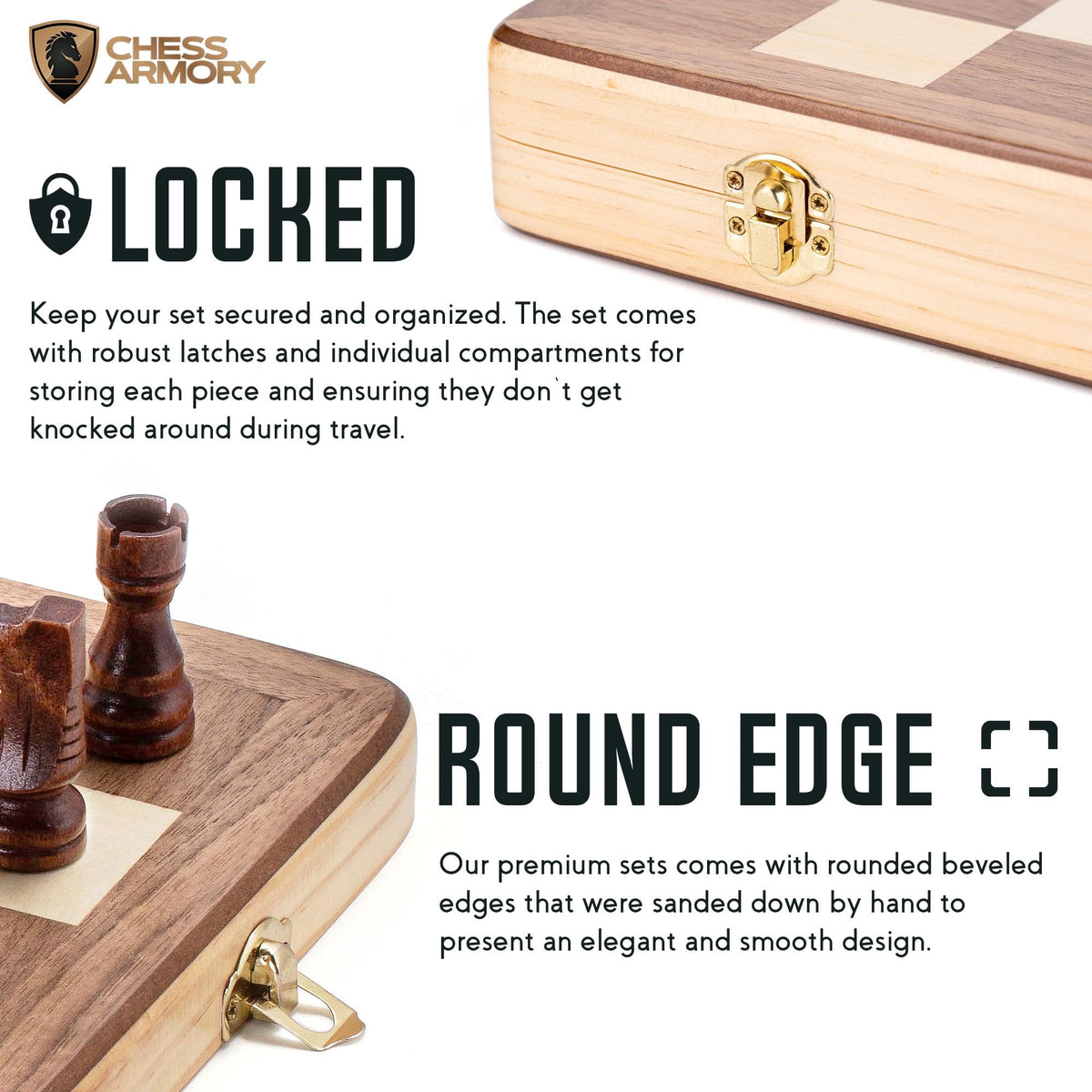 Chess Armory travel storage box keeps the set secure