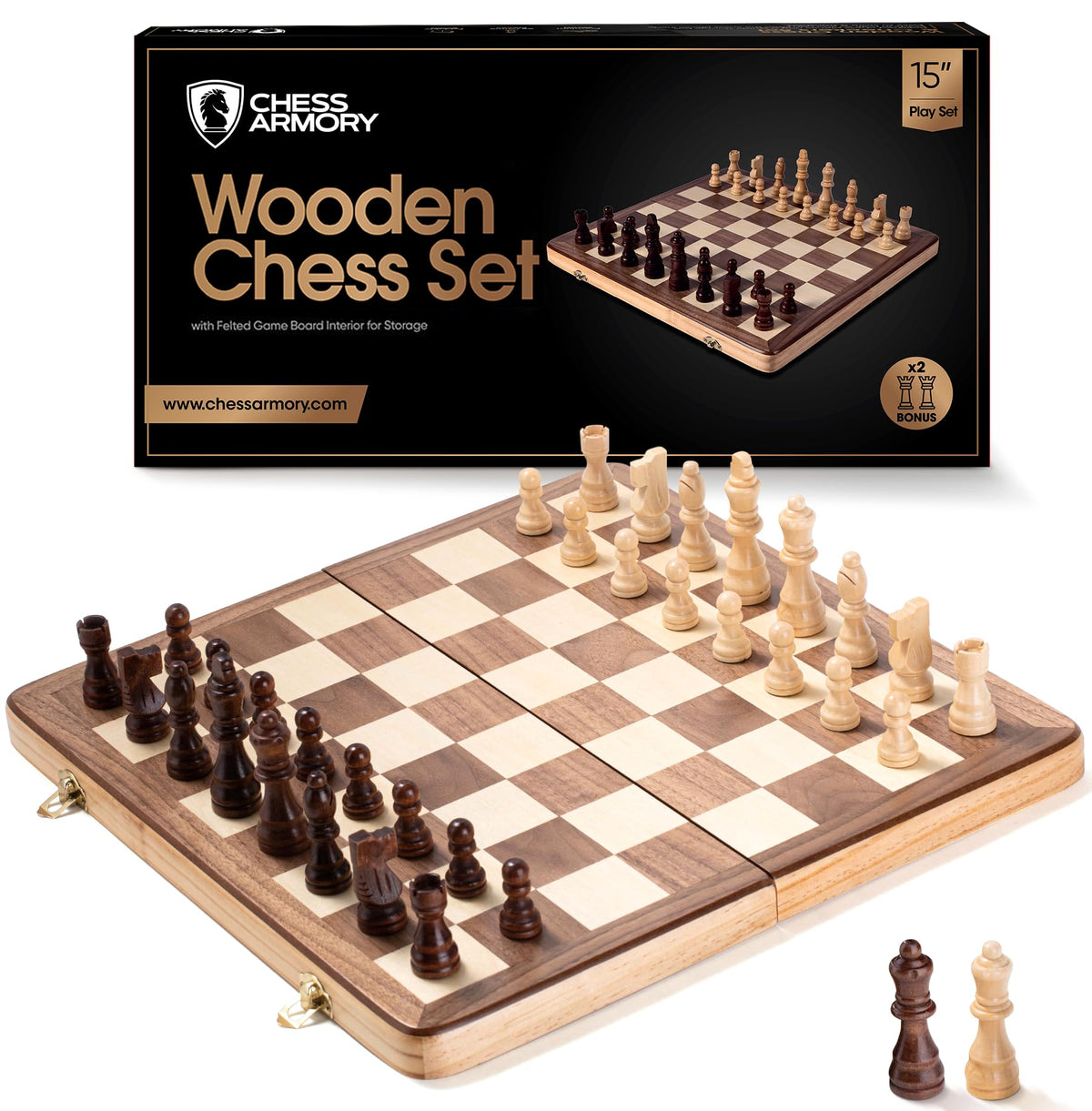 Chess Armory wooden chess board closed for compact travel and storage