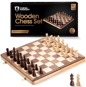 Chess Armory wooden chess board closed for compact travel and storage