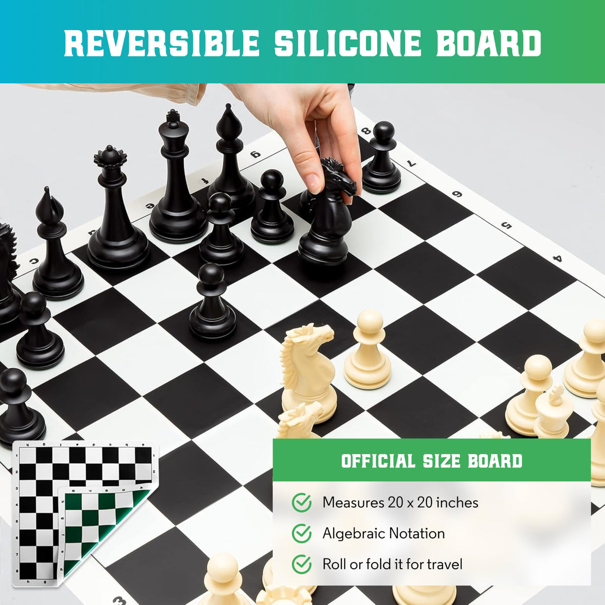 Chess Geeks Best Chess Set Ever foldable board for travel.