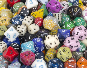 Chessex Pound O Dice: complete speckled 7-die set included for ready RPG setup.
