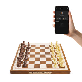 Chessnut Air handcrafted wooden board with LED indicators showing moves for clear play.