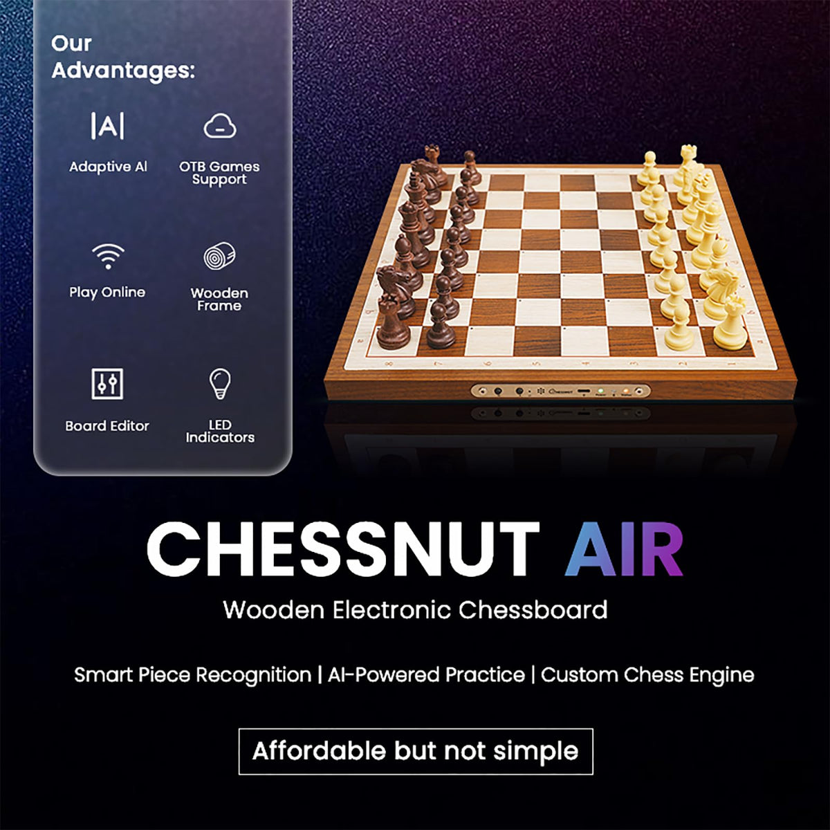 Chessnut Air LED move indicators illuminate each action on the board.