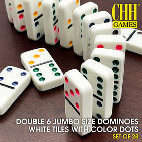 Close up of CHH 2322 color dots on dominoes for quick matching