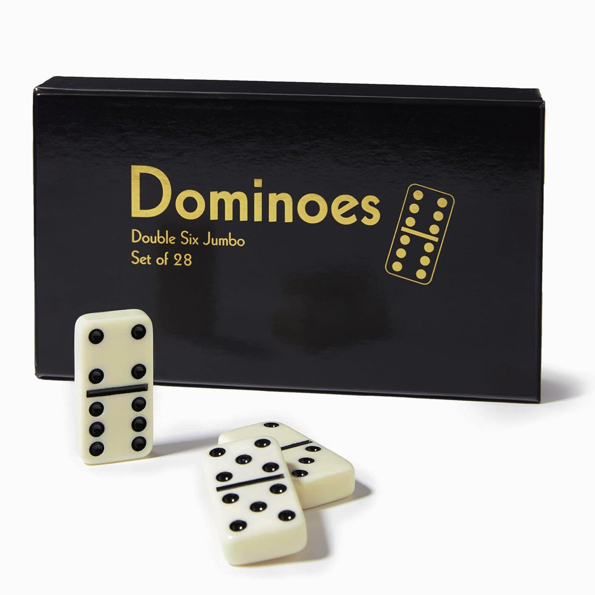 CHH Black/Cream double six jumbo domino tiles in a sturdy box for lasting play.