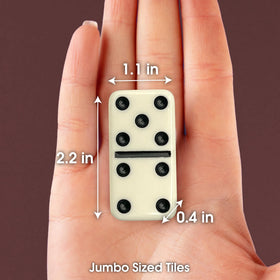 Jumbo-size domino tiles improve readability and handling during family game nights.