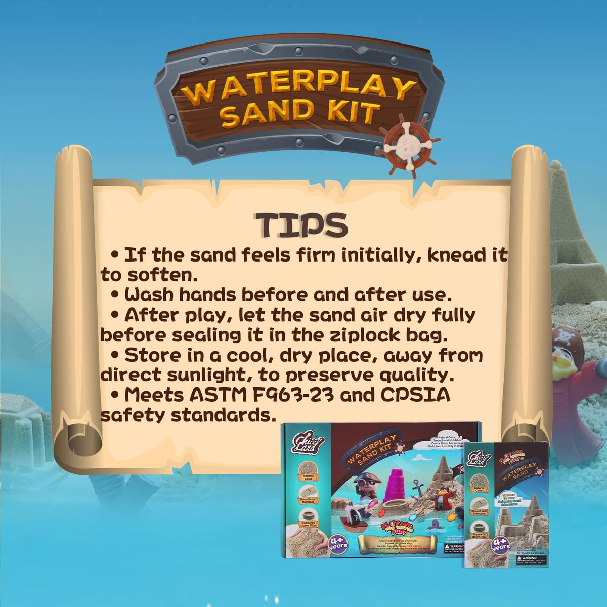 Chico Land 4+ kids enjoy durable sensory sand for imaginative learning.