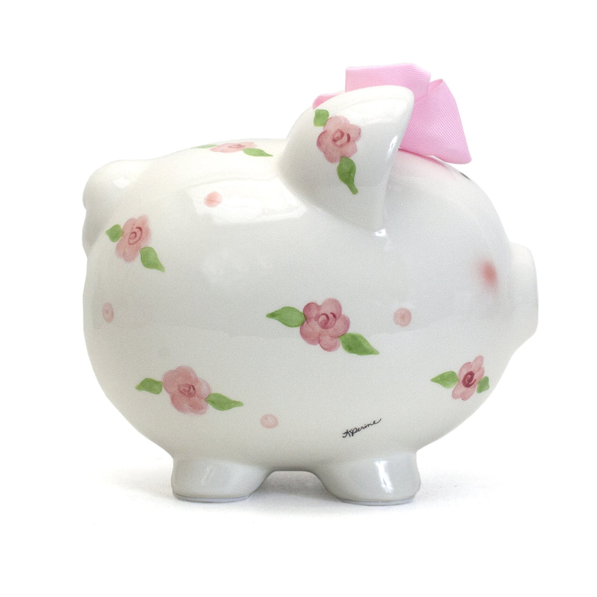 Side view of Child to Cherish piggy bank highlights durable ceramic construction for a lasting keepsake
