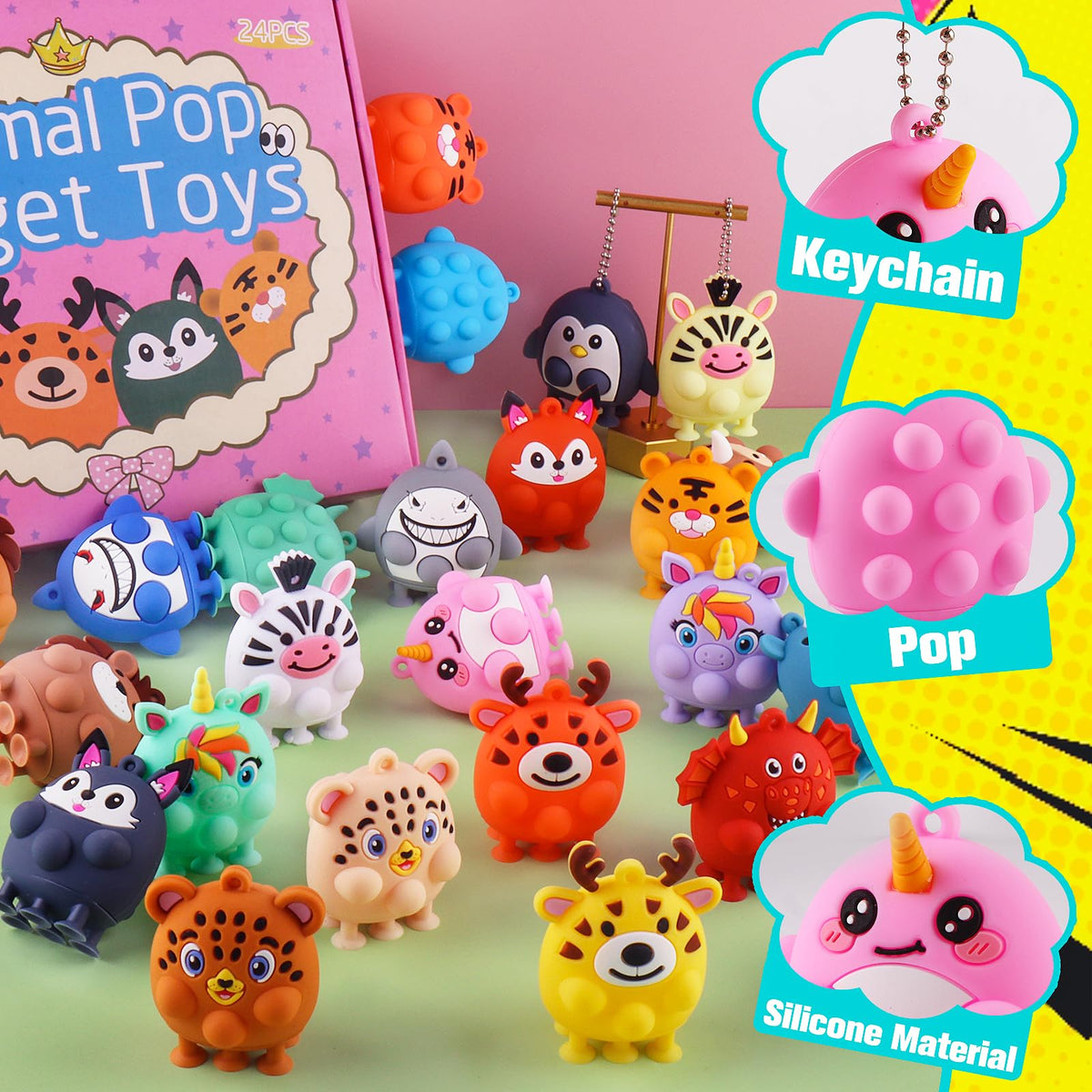 ChildFun lion 3D animal pop fidget with suction cups for travel