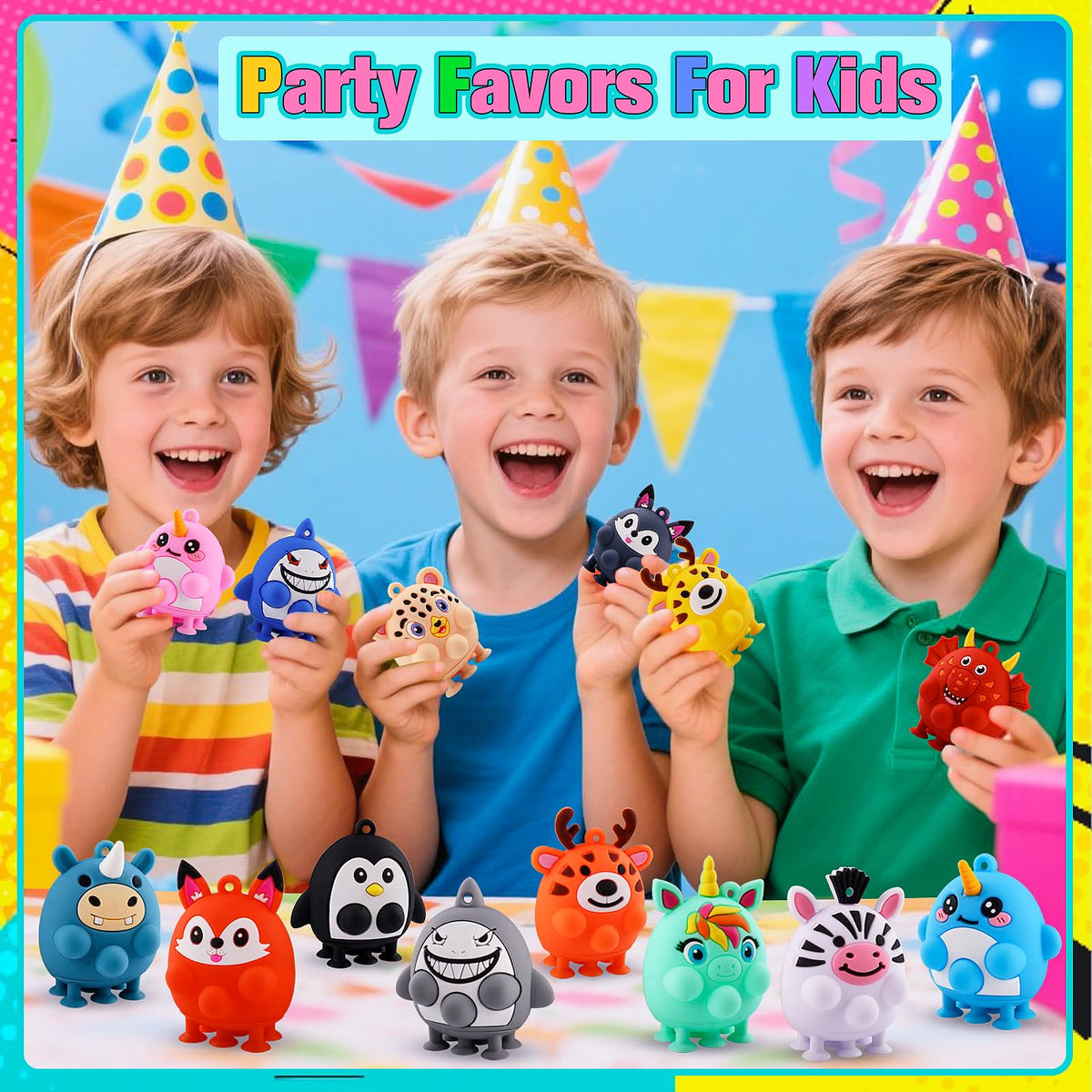 ChildFun zebra 3D animal pop fidget with suction cups in bright colors