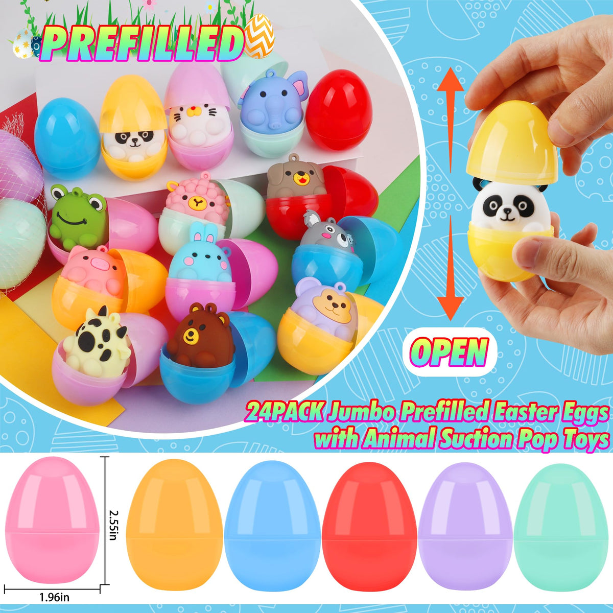 ChildFun 3D animal pop toys inside eggs support creative play and discovery.