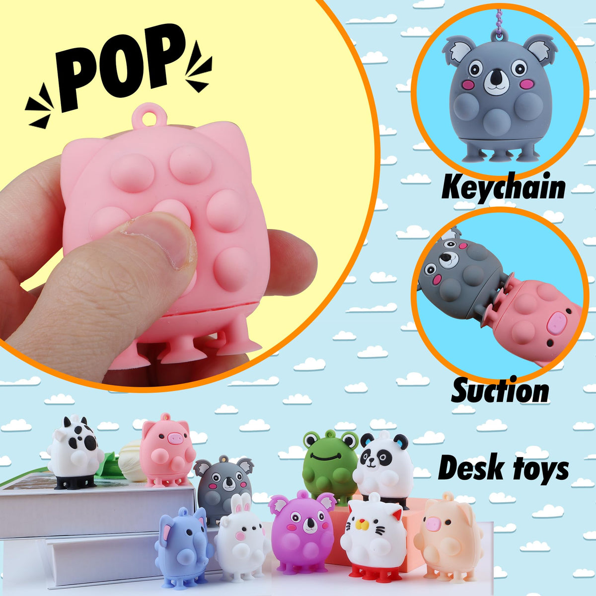 ChildFun Animal Pop Toy cats for bright color stimulation and calm focus.