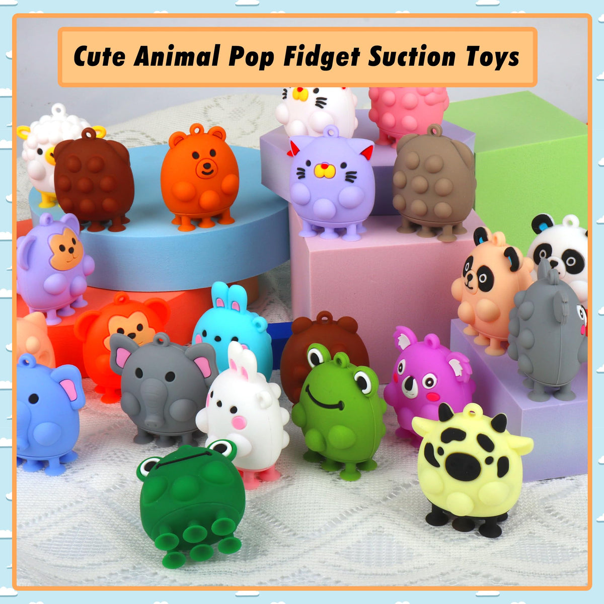 ChildFun Animal Pop Toy cows for animal-themed play and classroom prizes.