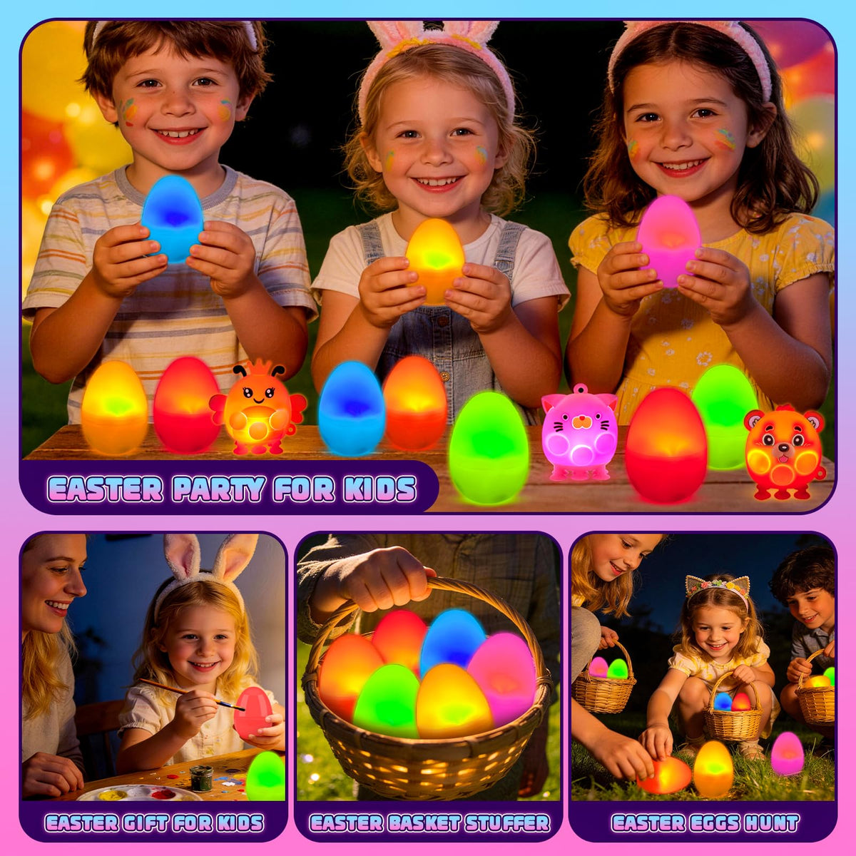 ChildFun glow-in-the-dark eggs ideal for indoor or outdoor Easter fun.