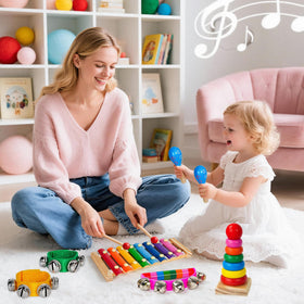 Childom Maracas color-rich set encourages active play and motor development.