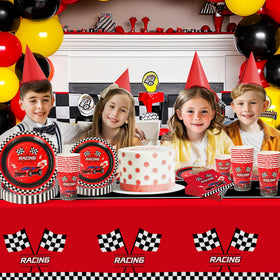 Childom racing car party design adds energy to boys' celebrations.
