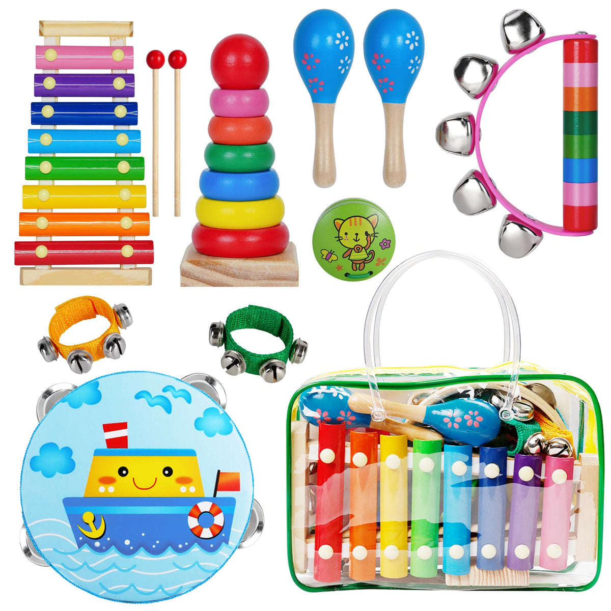 Childom Xylophone bright wooden toy supports early rhythm exploration for toddlers.