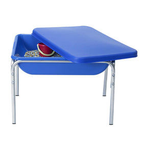 Childrens Factory 18-inch sensory table blue with lid for organized play.