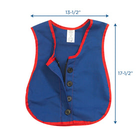 Children's Factory Combo Zipper Vest blue zipper close-up highlighting durable stitching for classroom use