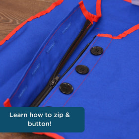 Children's Factory Combo Zipper Vest blue classroom-use setup ready for practice
