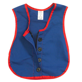 Children's Factory Combo Zipper Vest blue front view showing dress-up action and independence
