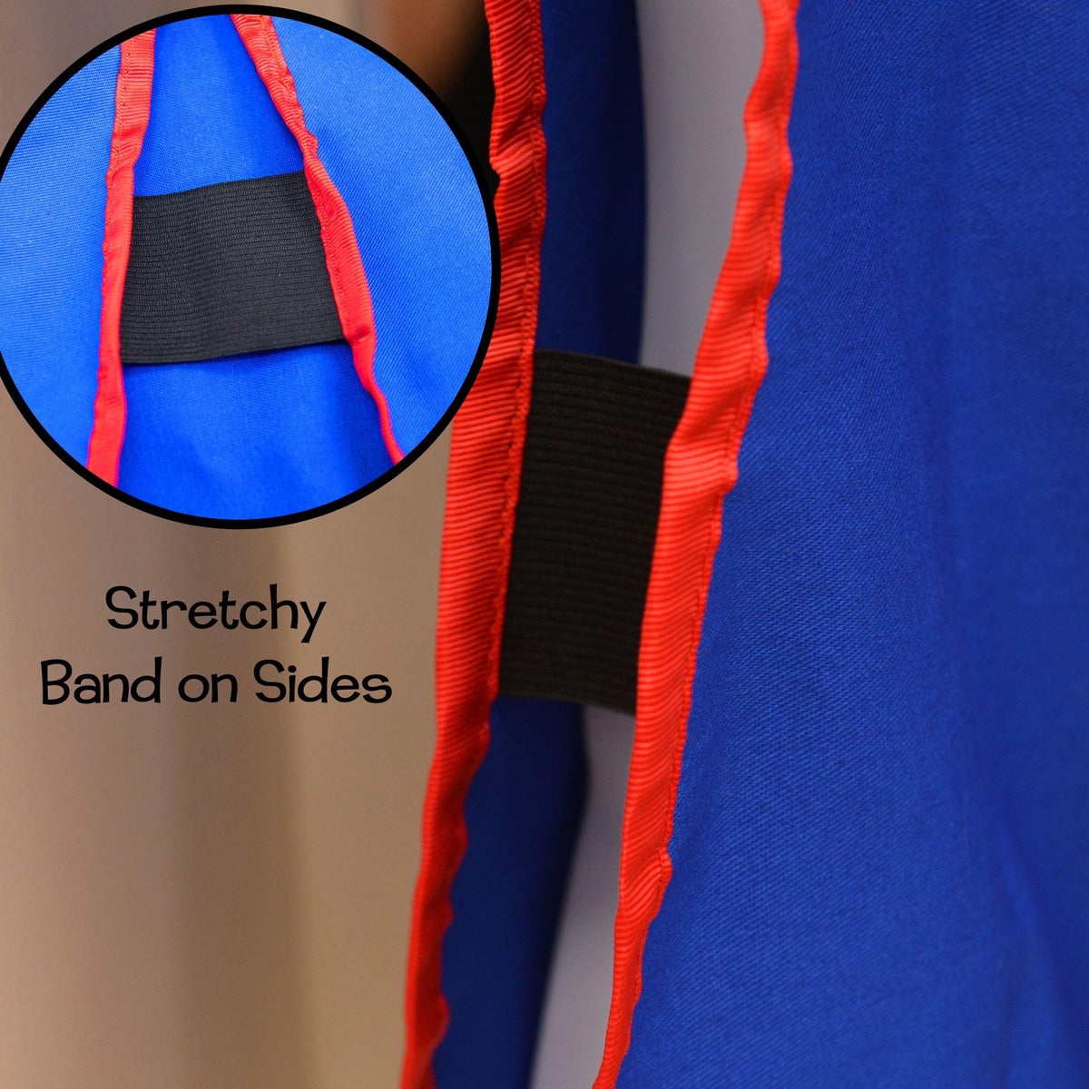 Children's Factory Combo Zipper Vest blue side-panel stretch view shows flexible fit